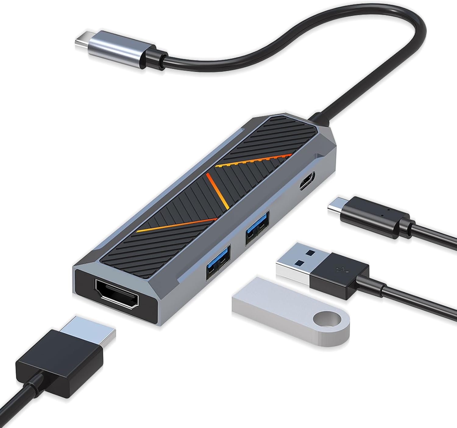 4-in-1 USB-C hub na may 4K 60Hz HDMI splitter