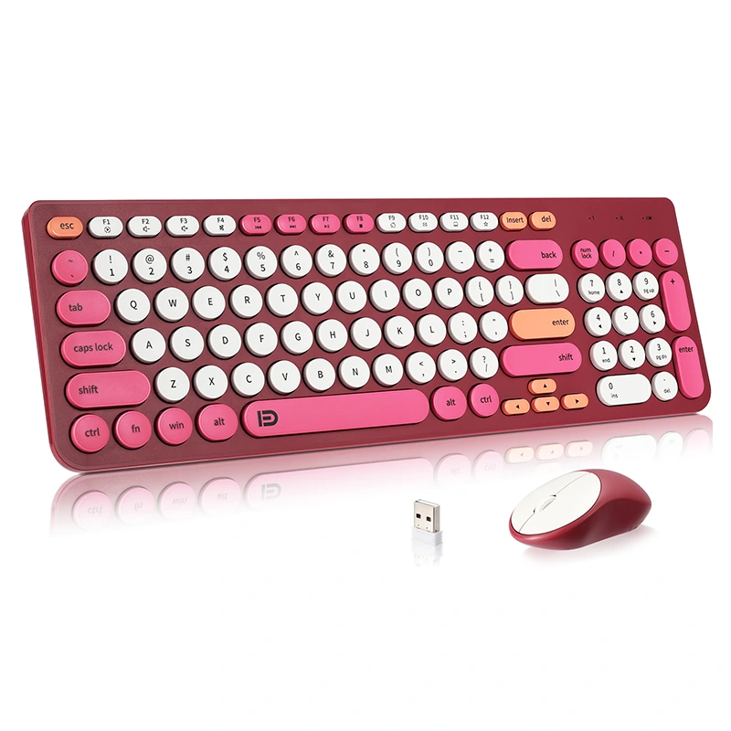 Wireless keyboard at mouse combo na may bilog na keycaps 2.4GHz